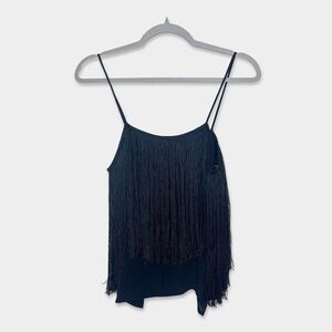 ALEXIS Blouse Size S Black Color Fringe All Over Sleeveless GUC